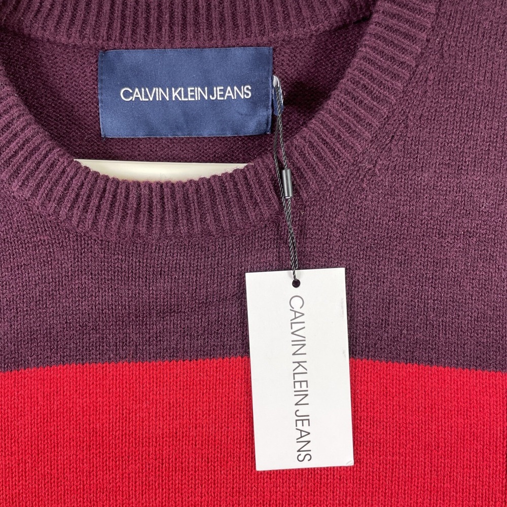 Calvin Klein Jeans Sweater Adult XL Pullover Crewneck 50% Wool Long Sleeve Men - Picture 8 of 14
